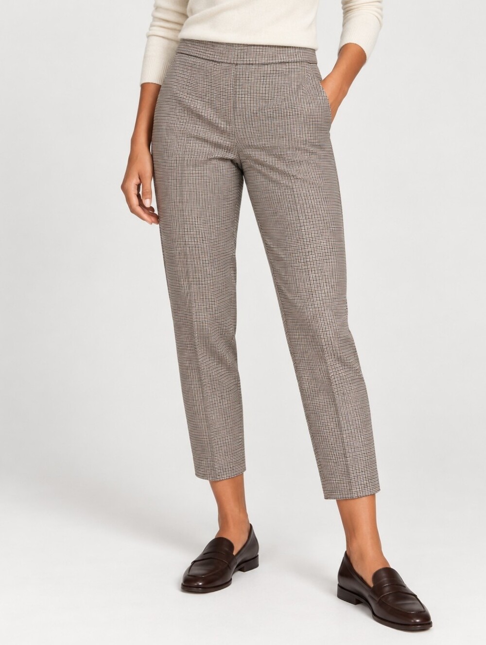 Aritzia Babaton Conan Houndstooth Plaid Cropped Pull-On Trousers Size 4